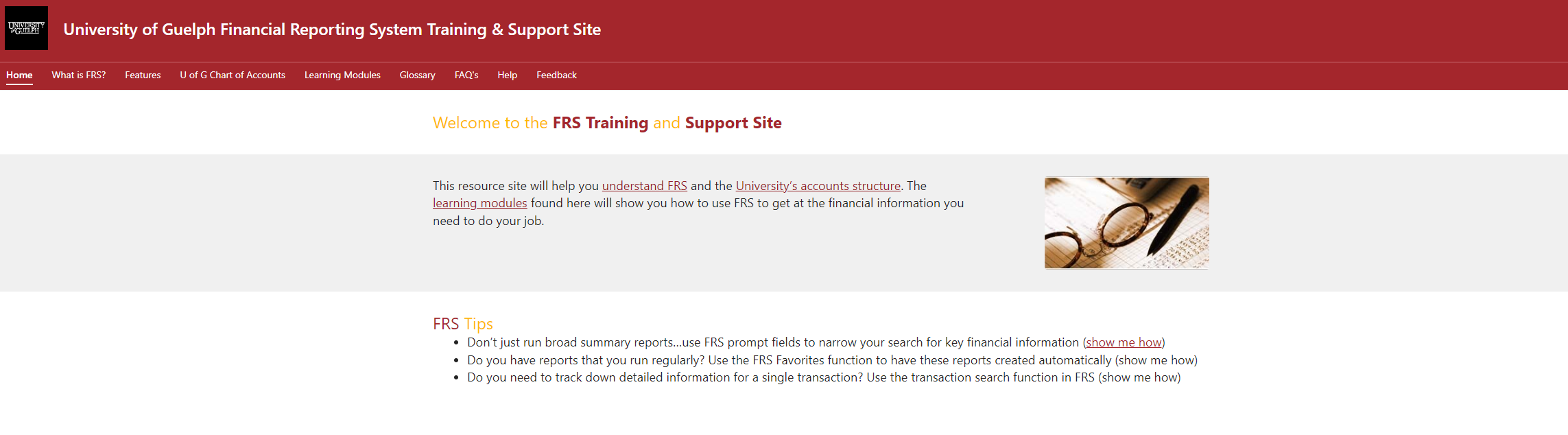 The FRS Training Site Main Page